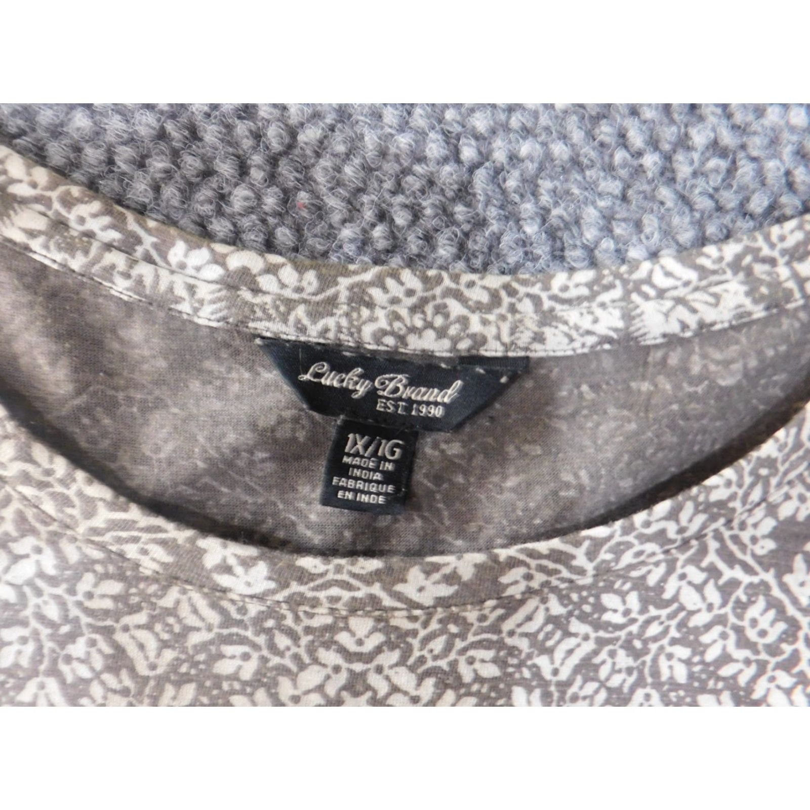 Lucky Brand Lucky Brand Blouse Shirt Women 1X Brown Geometric Knit Cotton Modal Long Sleeve Round Neck Casual Stretch Plus Size Adults Womens Size XL / US 12-14 / IT 48-50 - 5 Thumbnail