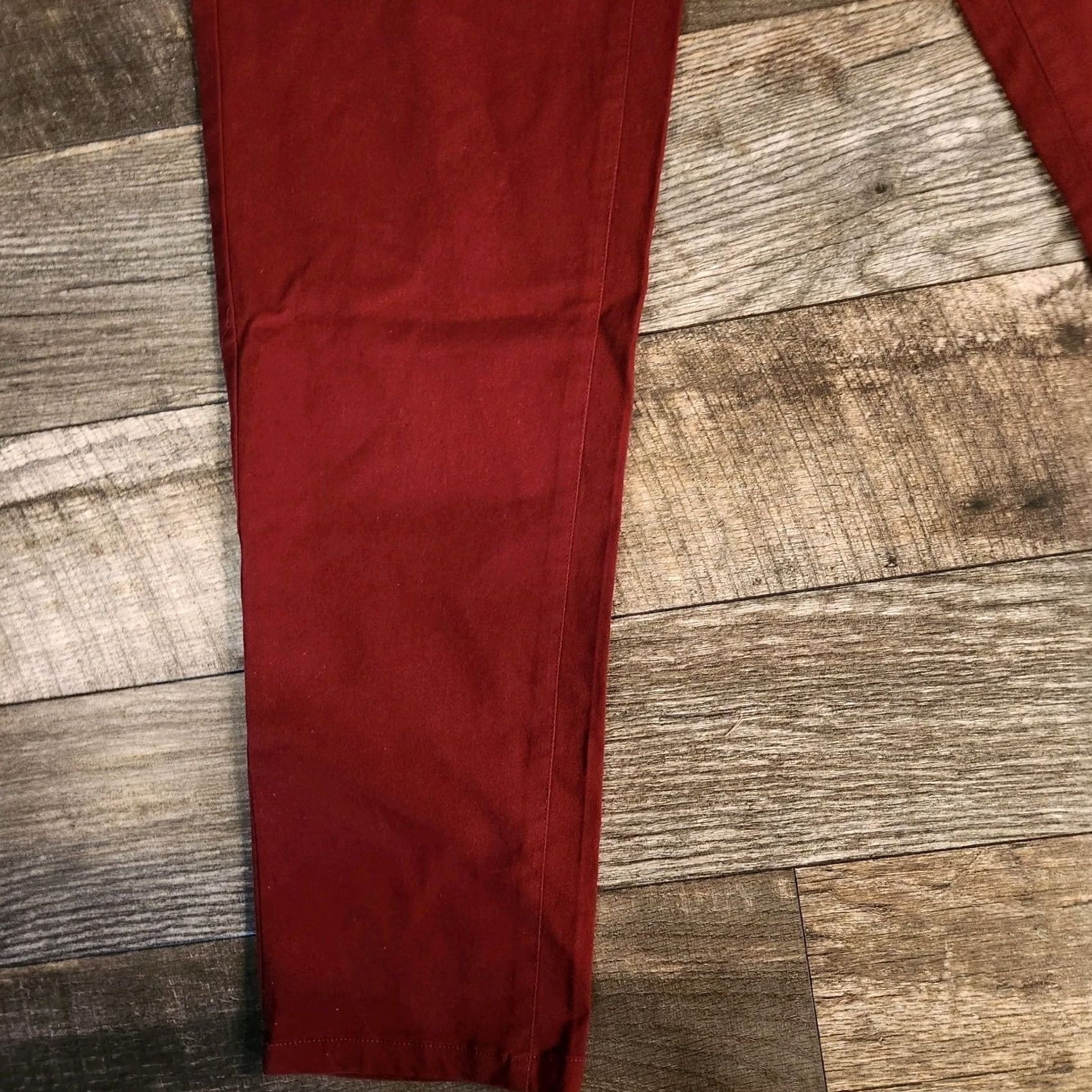 Vintage Plaid & Plain Chino Pants Mens 29x30 Skinny Stretchy Burgundy Red NWT Size US 29 - 3 Thumbnail