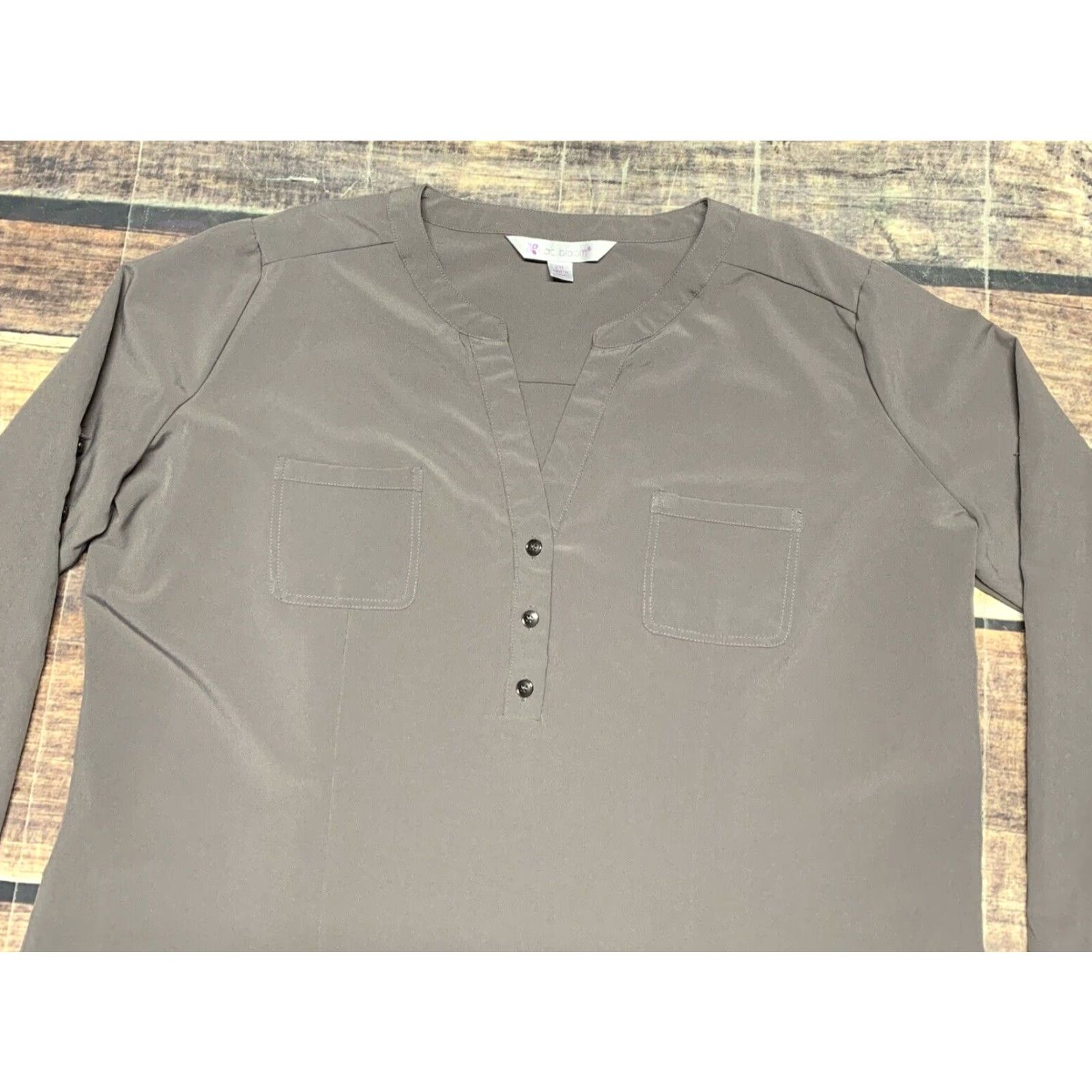 Vintage Lilac Bloom Pullover 3 Button Blouse Shirt Gray Size 2XL Long Sleeve# Size XXL / US 16-18 / IT 52-54 - 2 Thumbnail