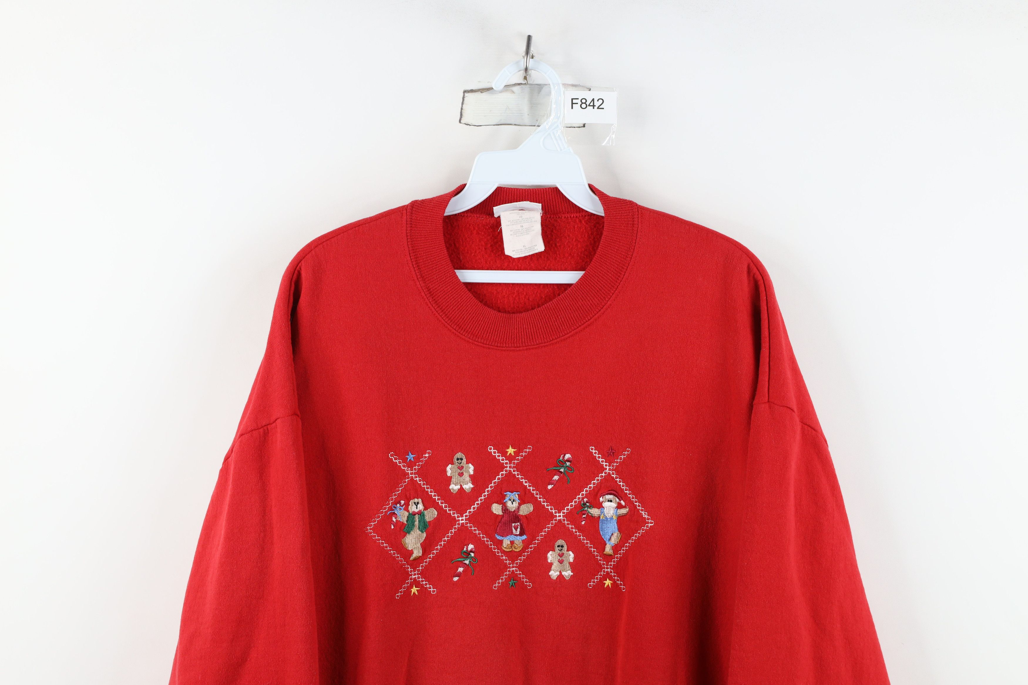 Vintage Vintage 90s Streetwear Christmas Gingerbread Sweatshirt Red Size XL / US 12-14 / IT 48-50 - 2 Thumbnail