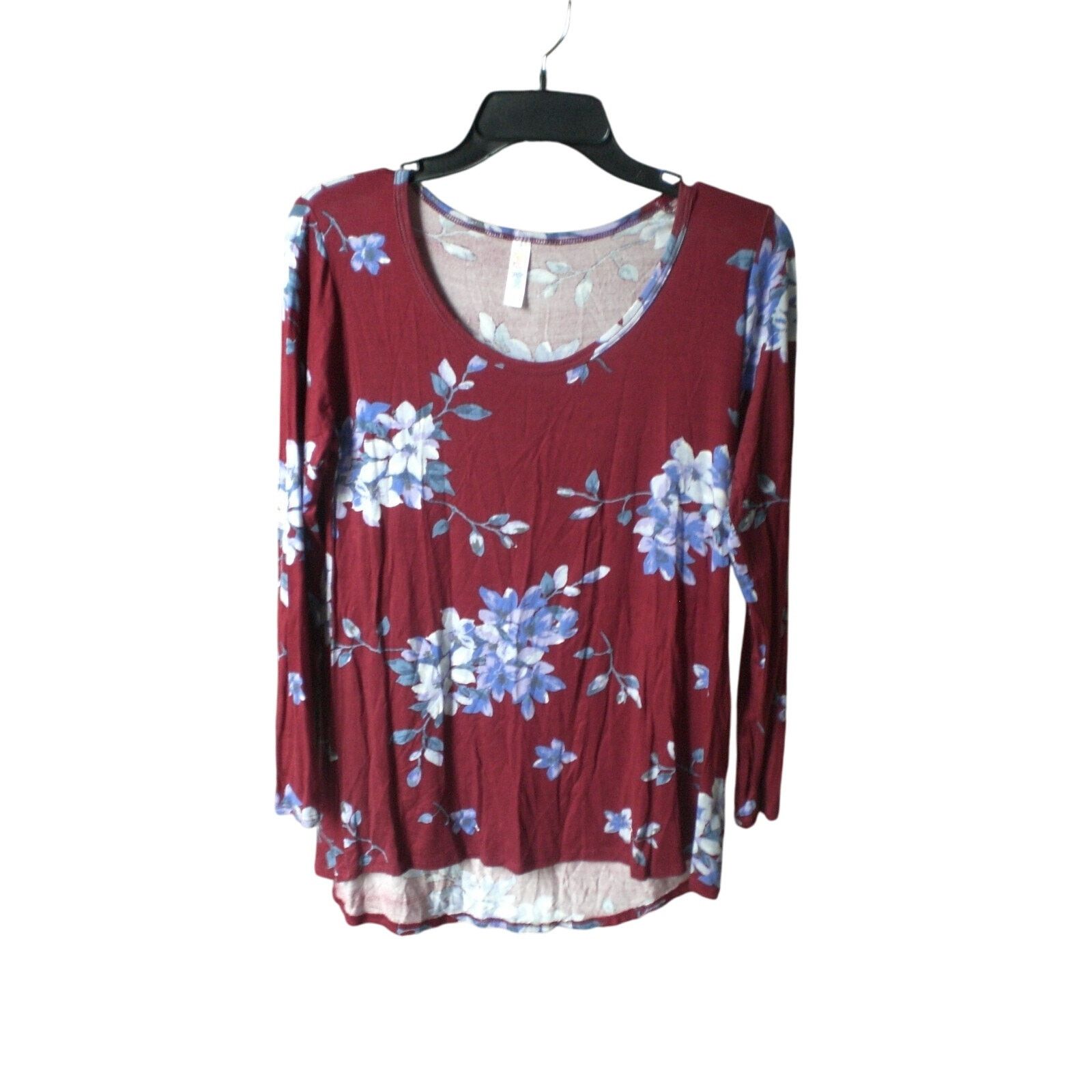 Other NWT LuLaRoe SMALLFloral Burgundy Lynnae Shirt Top Blouse Size S / US 4 / IT 40 - 2 Thumbnail