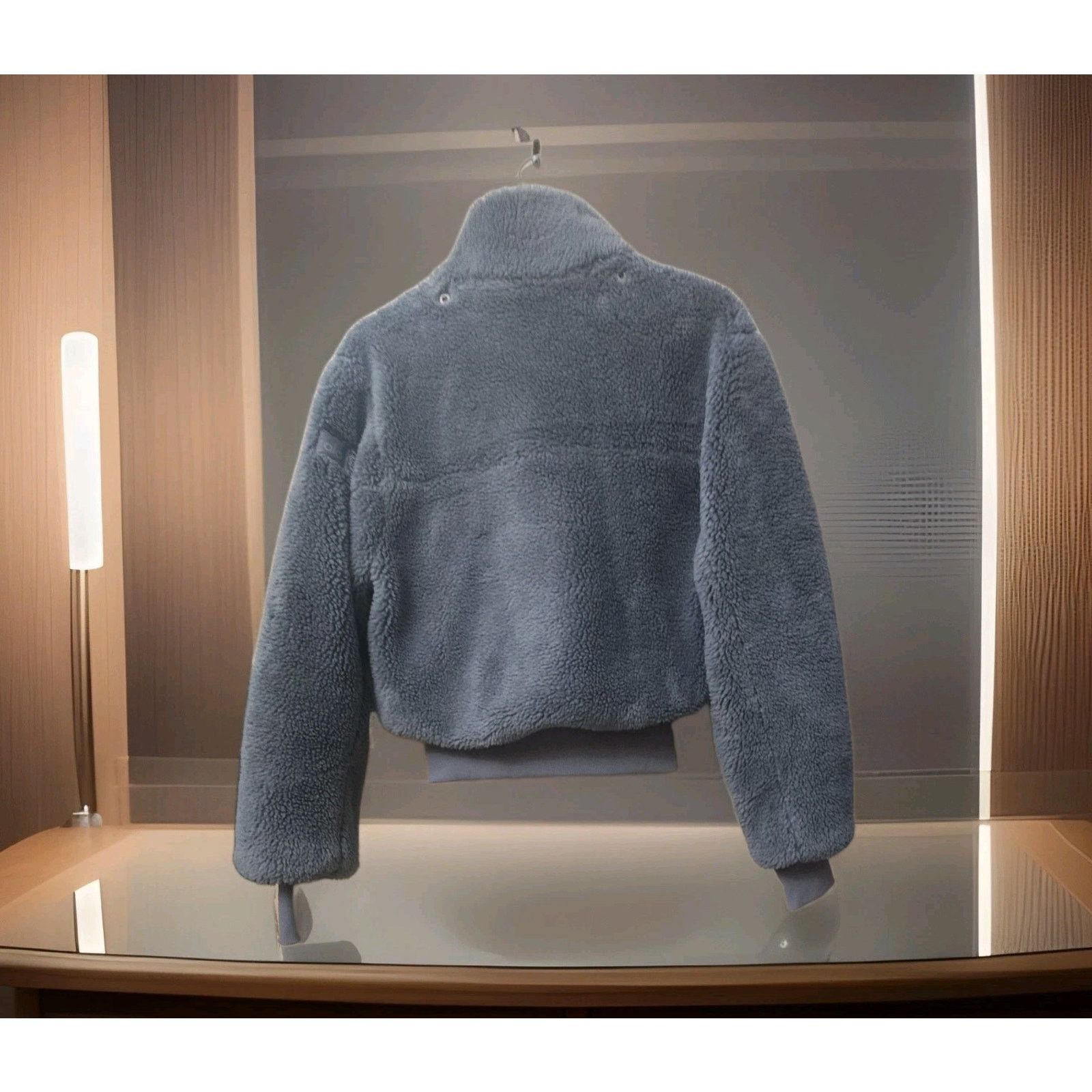 Alo Alo Yoga Foxy Sherpa Jacket XS Steel Blue Faux Fur Full Zip Size XS / US 0-2 / IT 36-38 - 7 Thumbnail