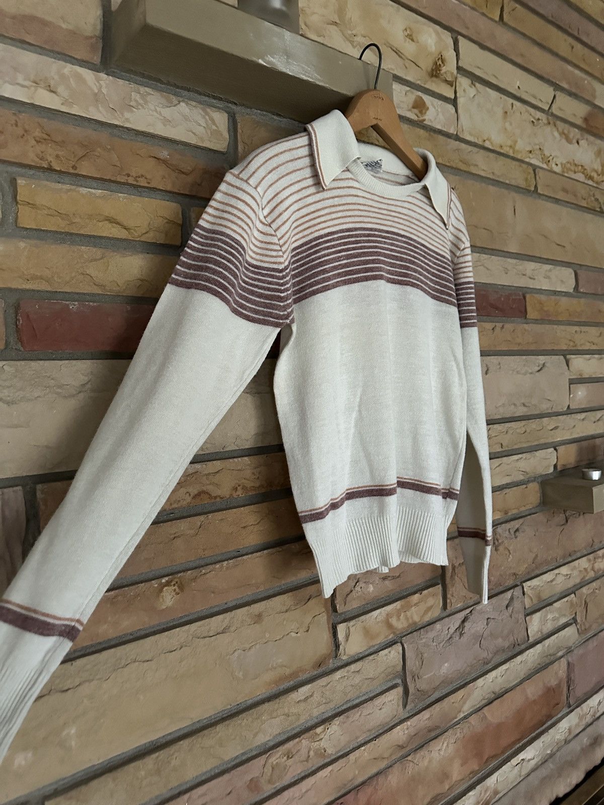 Vintage Vintage 70s Striped Knit Polo Shirt Size US M / EU 48-50 / 2 - 5 Thumbnail