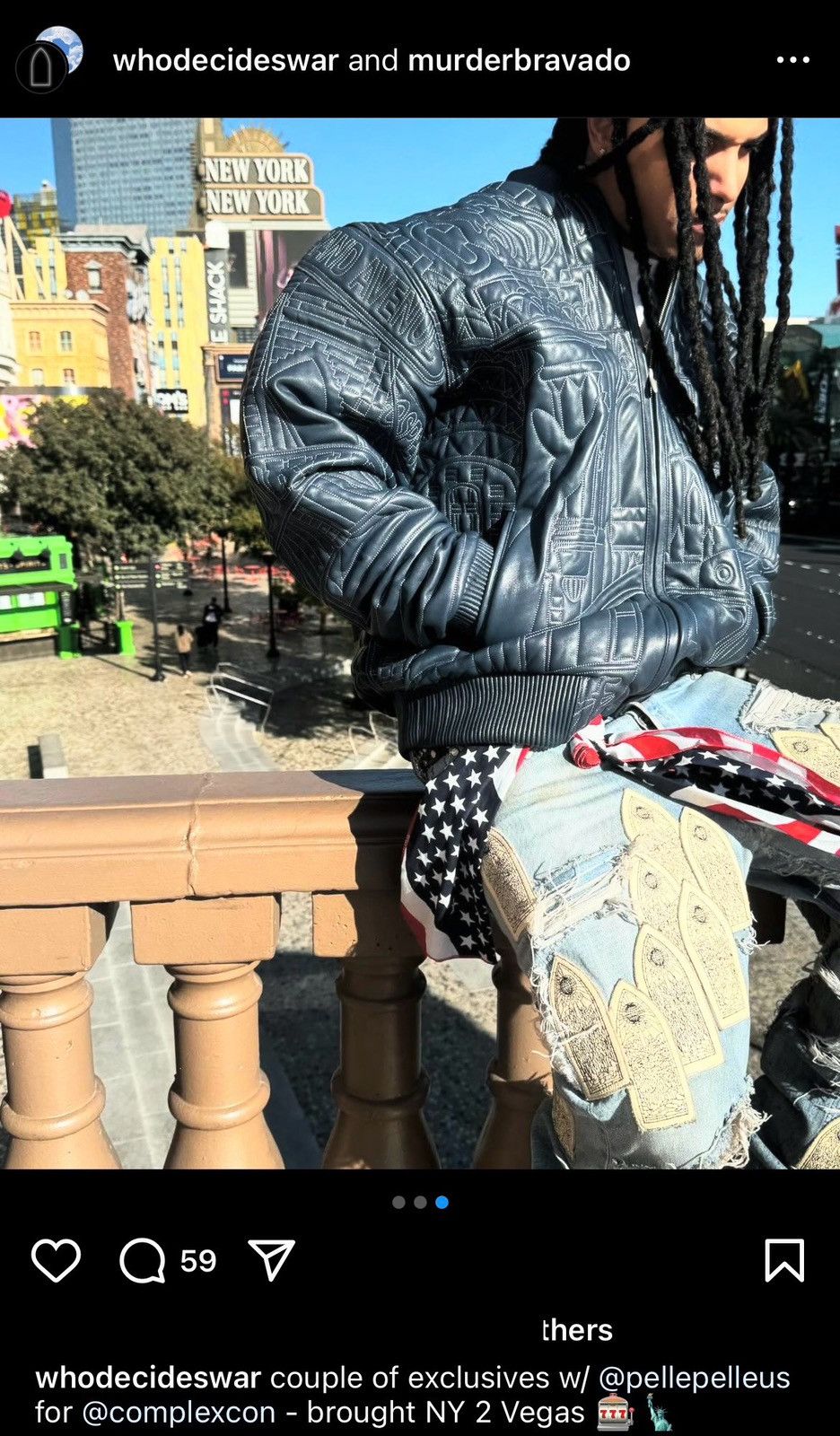 Ev Bravado Who Decides War X Pelle Pelle NY 2 Vegas Leather Jacket Size US XXL / EU 58 / 5 - 1 Thumbnail