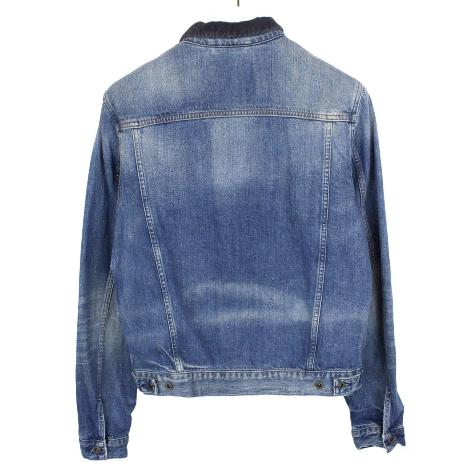 Scotch & Soda SCOTCH & SODA Jacket Men's LARGE Denim Trucker Polo Collar Whiskers Faded Blue Size US L / EU 52-54 / 3 - 3 Thumbnail