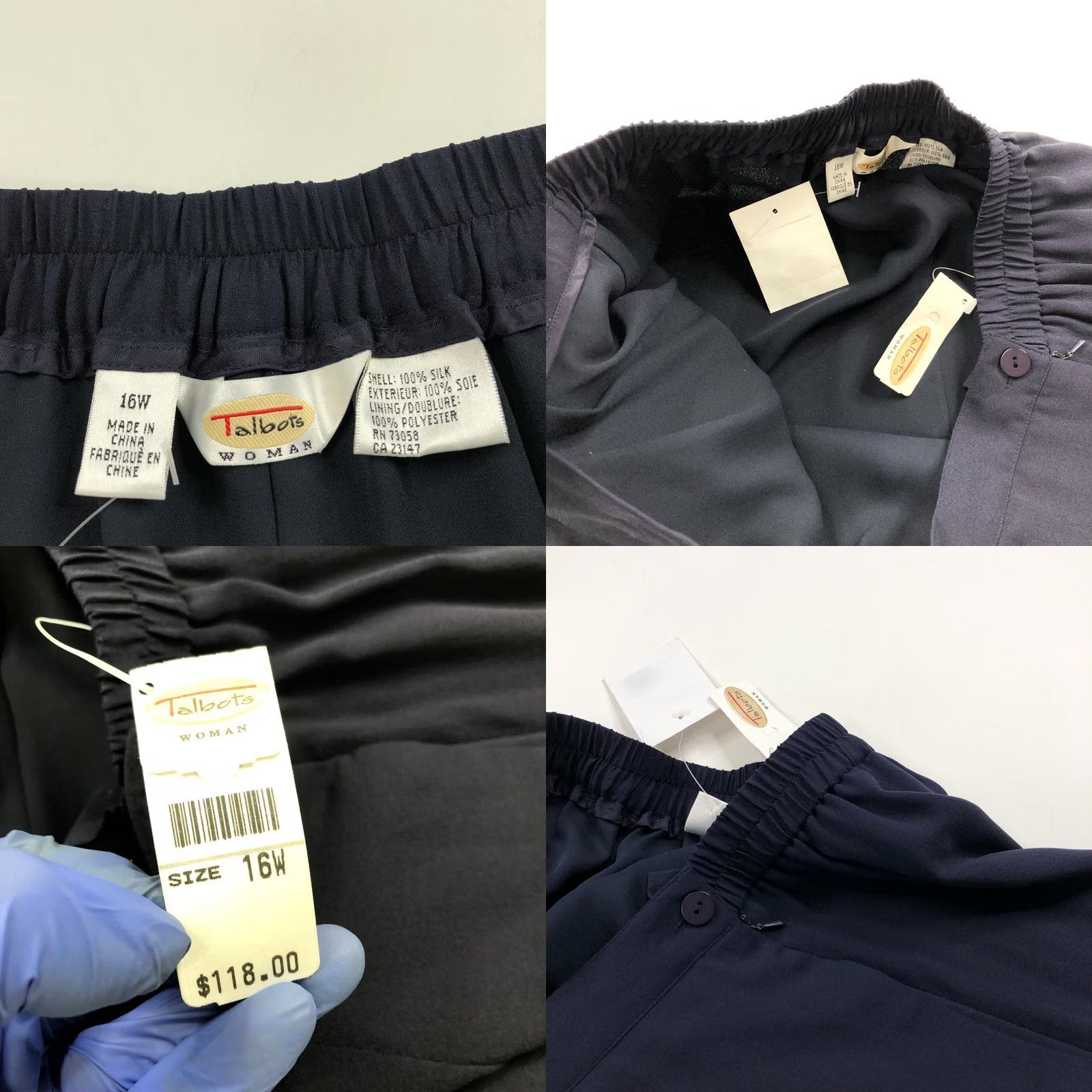 Talbots Talbots Plus 16W Blue Silk Pants High Rise Straight 29L Size 38" / US 16 / IT 52 - 8 Thumbnail