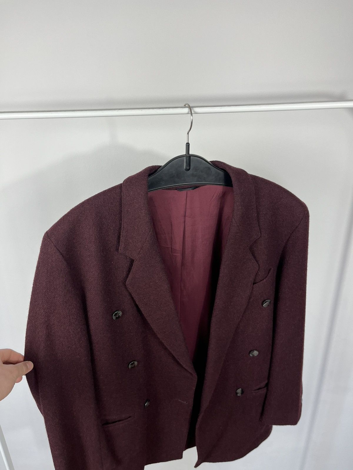 Other Vintage Burgundy Wool Double Breasted Mens Blazer Size 42R - 9 Thumbnail