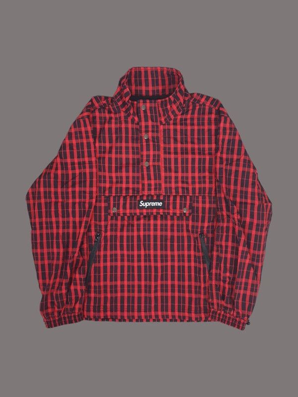 Red M 18AW Supreme Nylon Plaid Pullover Red M 18AW Supreme Nylon