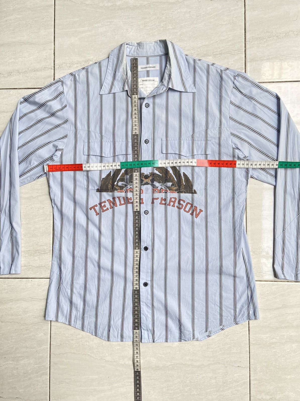 Designer × Japanese Brand TENDER PERSON Blue Striped Shirt Size US M / EU 48-50 / 2 - 7 Thumbnail