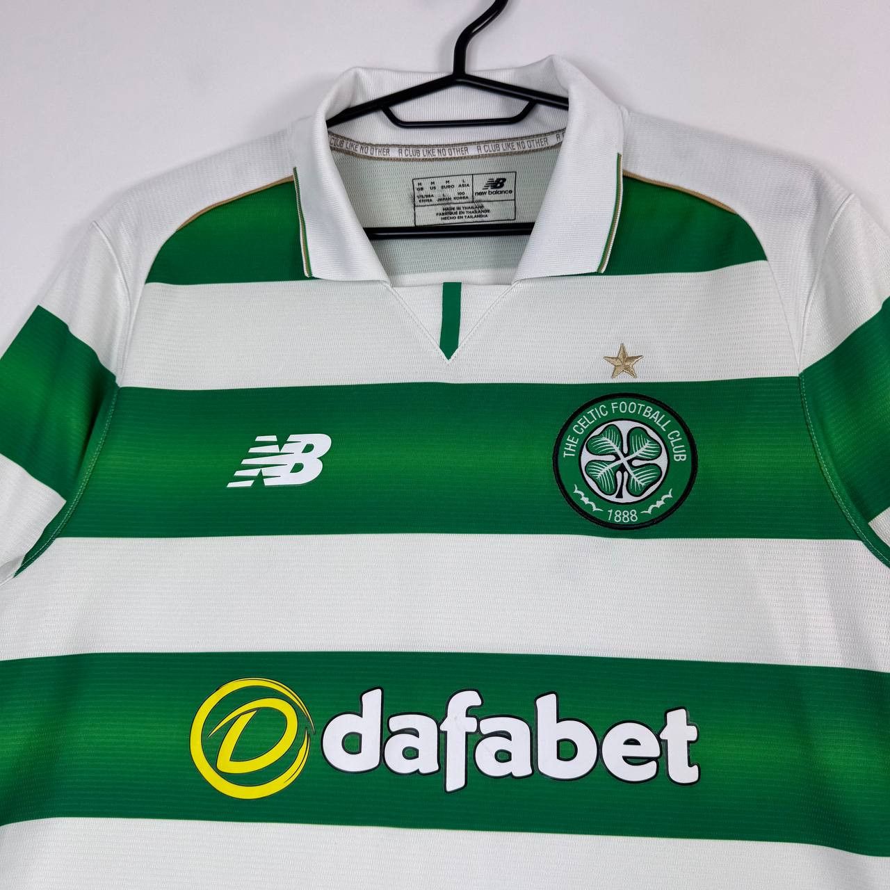 New Balance Celtic FC Shirt New Balance Dafabet Green White Mens Size M Size US M / EU 48-50 / 2 - 2 Thumbnail
