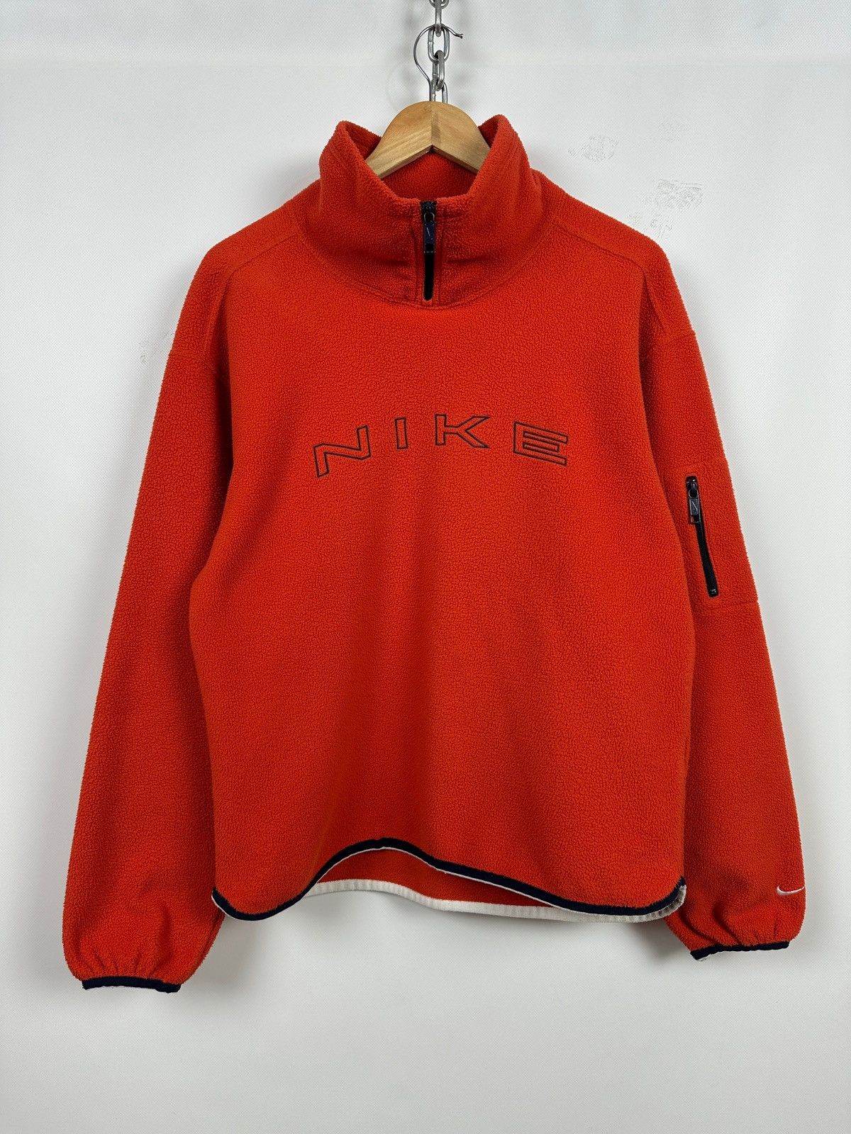 Nike 90s Vintage Nike Center Big Logo Fleece Half Neck Jacket Size US S / EU 44-46 / 1 - 1 Thumbnail