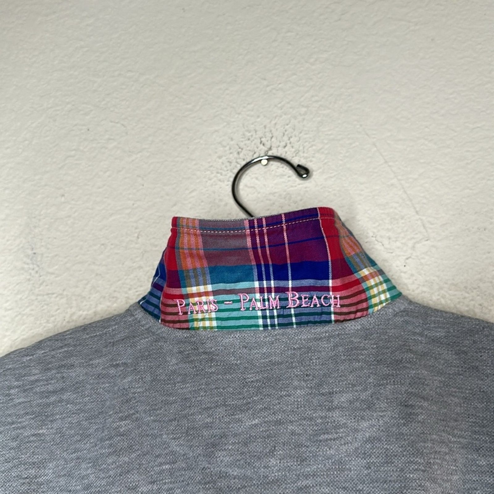 Other VICOMTE A. Grey Pink Plaid Contrast Long Sleeve Polo MED Size US M / EU 48-50 / 2 - 8 Thumbnail