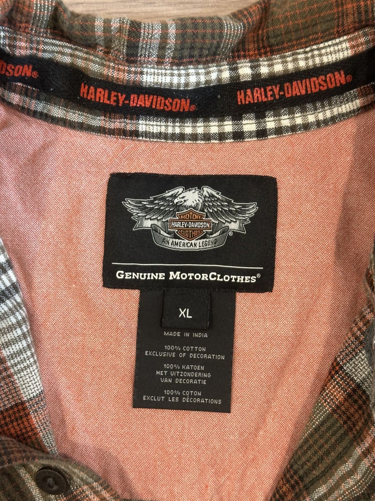 Harley Davidson Harley Davidson Orange/Green Flannel Button Up XL Size US XL / EU 56 / 4 - 6 Thumbnail