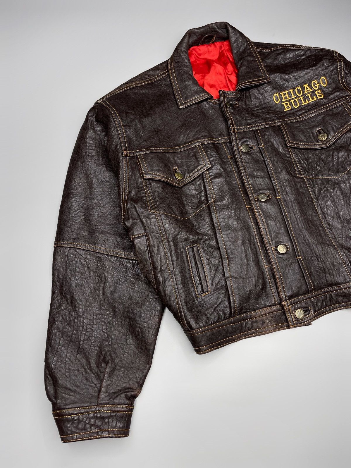 NBA × Vintage Vintage 90’s Chicago Bulls Leather Jacket RARE Size US S / EU 44-46 / 1 - 5 Thumbnail