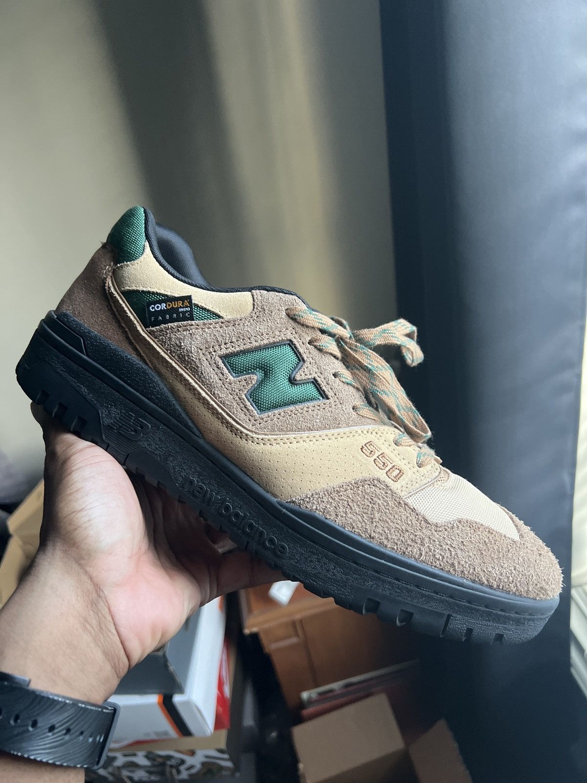 new balance 550 light brown green