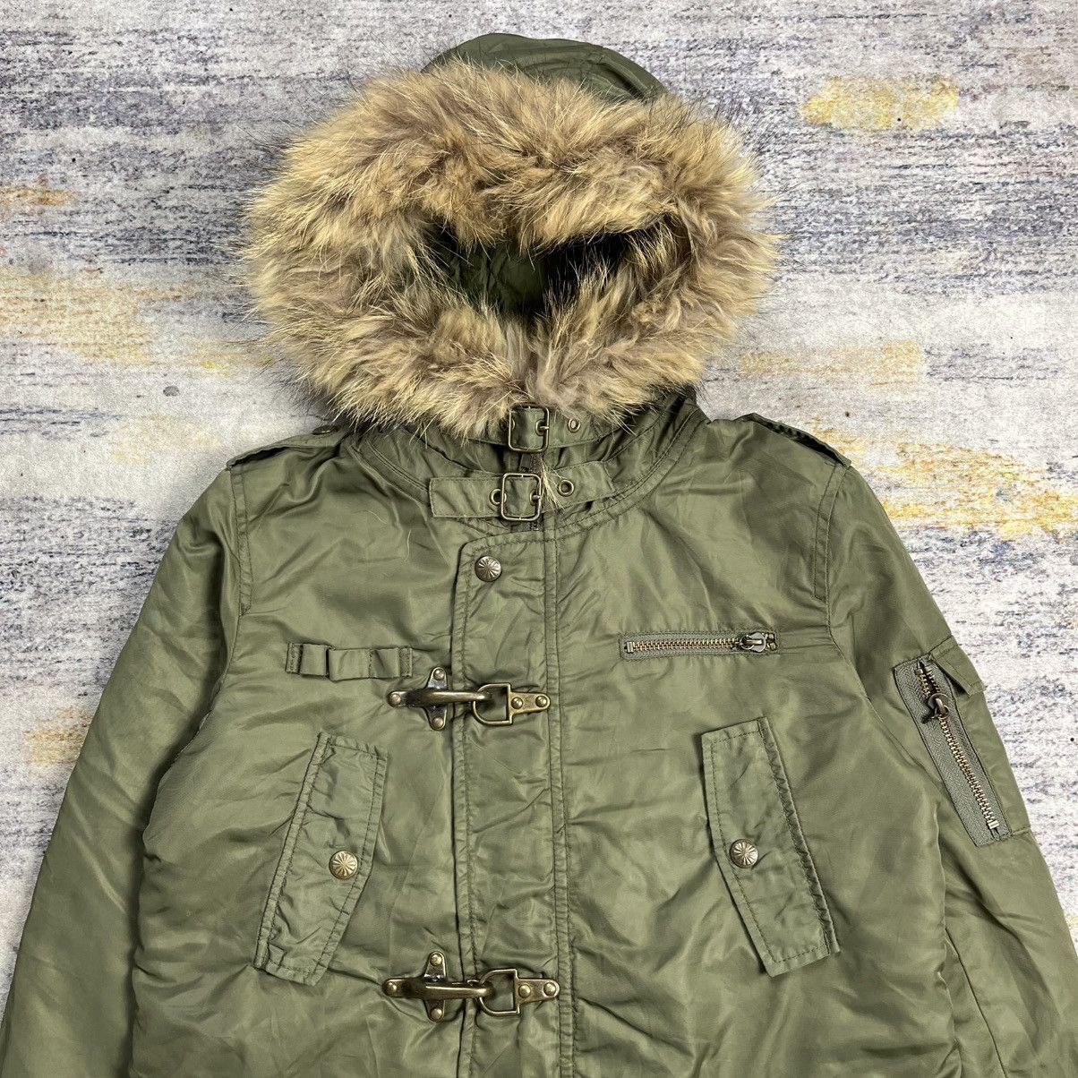 Le Grande Bleu (L.G.B.) Sly fur hoodie multi pocket clasp fireman jacket Size US M / EU 48-50 / 2 - 3 Thumbnail