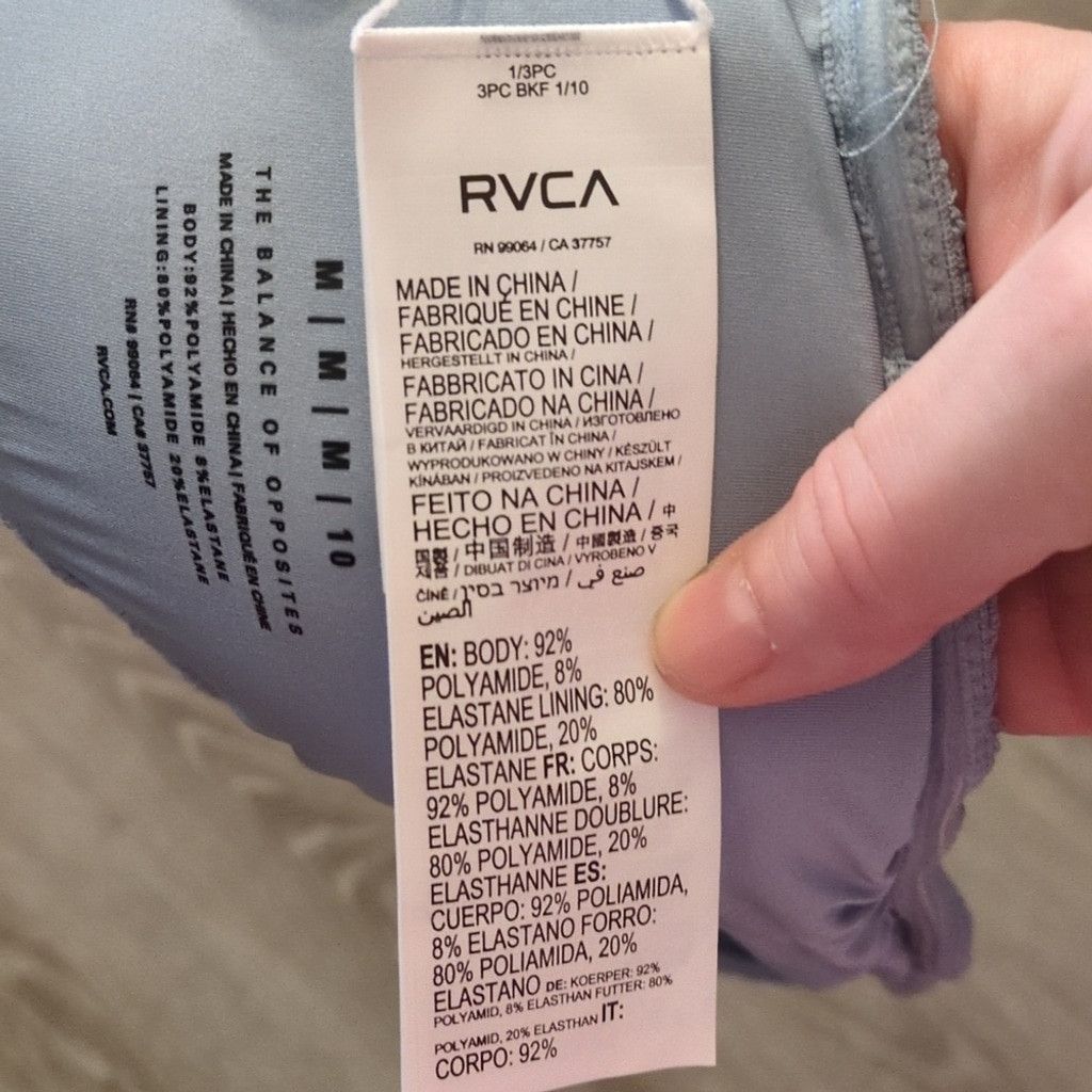 RVCA Rvca Blue Wide Rib 2-Way Bandeau Bikini Top Size M/10 Size ONE SIZE - 8 Thumbnail