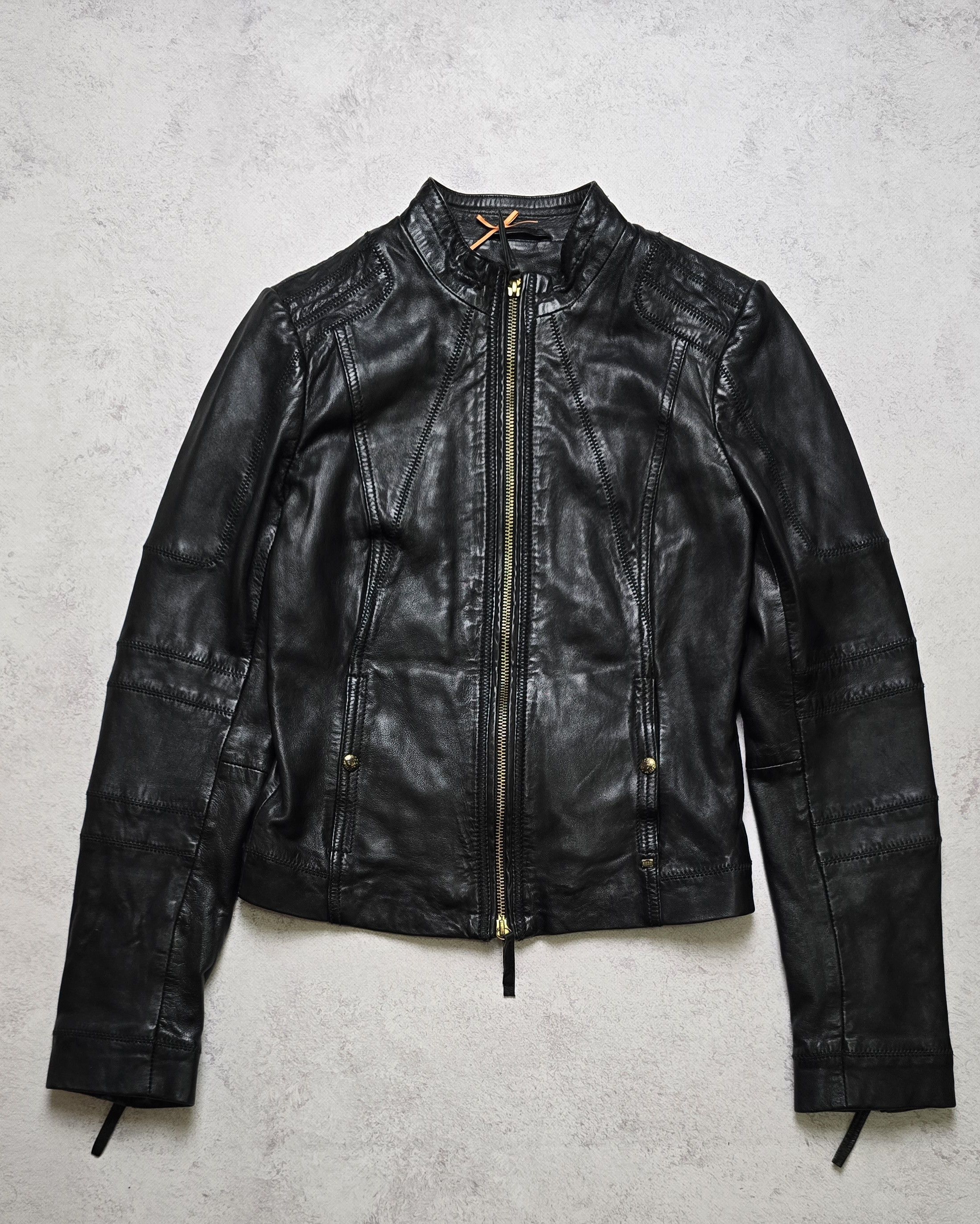 Hugo Boss Hugo Boss Orange Jonassa Black Leather Biker Jacket Size XS / US 0-2 / IT 36-38 - 1 Thumbnail