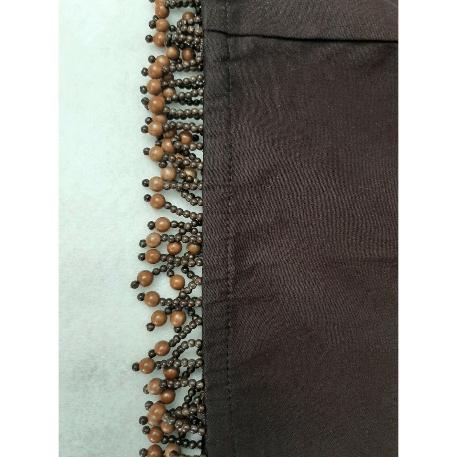 Vintage Dressbarn Women's Pants Capri Brown Beaded Slacks Size 10 Regular Inseam 23" Flat Front Pockets Belt Loops Elastic Waist Size 32" / US 10 / IT 46 - 5 Thumbnail