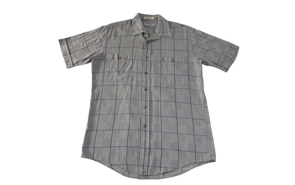 Vintage YSL Saint Laurent Menswear Checked Button Up Shirt