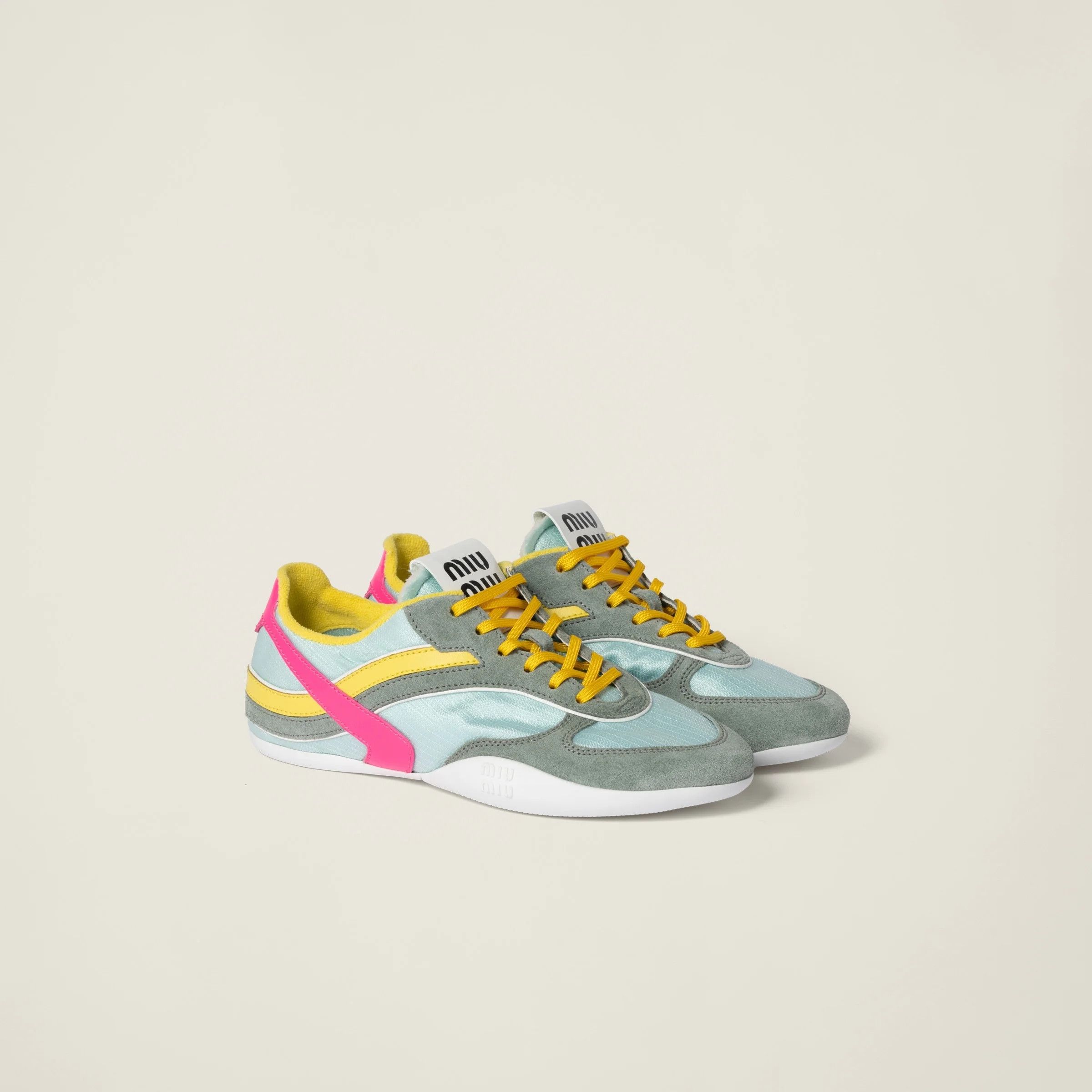 Miu Miu o1B3y1r0426 Gymnasium Technical Fabric And Suede Sneakers Size US 11 / IT 41 - 2 Thumbnail