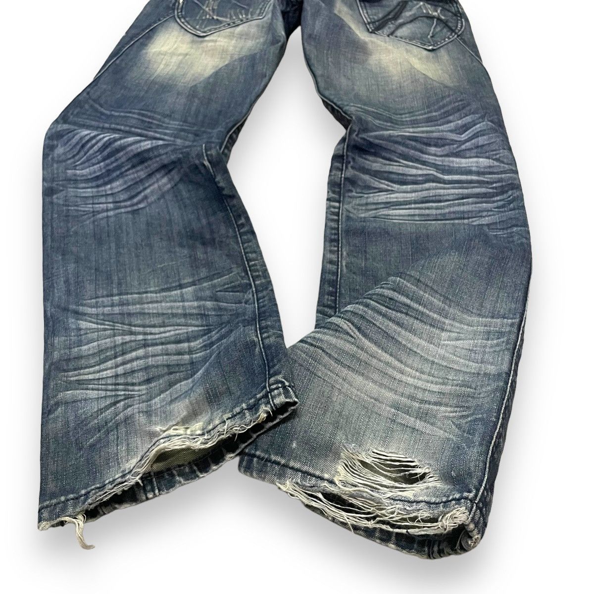 If Six Was Nine × Japanese Brand × Le Grande Bleu (L.G.B.) 🇯🇵 TSL JEANS POEM DISTRESSED DENIM PANTS Size US 35 - 11 Thumbnail