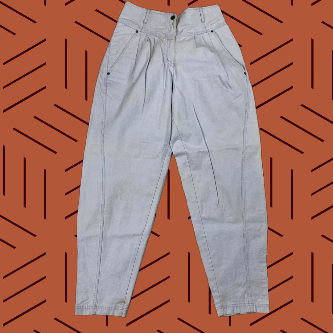 Mason's VTG Mason MOM High Waisted Classic Jeans Blue Pleated Zip 14 Womens Chino Straight 80s Size 36" / US 14 / IT 50 - 1 Thumbnail