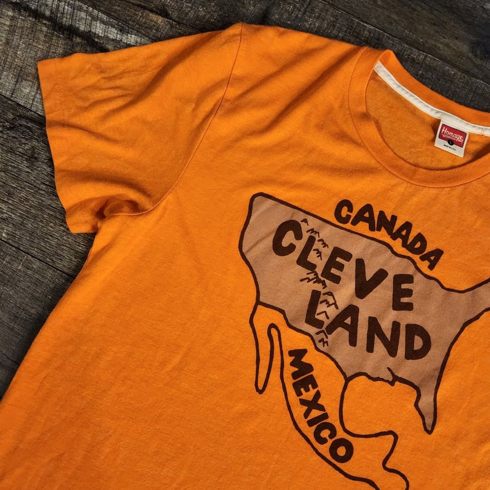 Vintage Homage Cleveland Nation Map T Tee Mens Large Orange Made In USA Browns Size US L / EU 52-54 / 3 - 5 Thumbnail