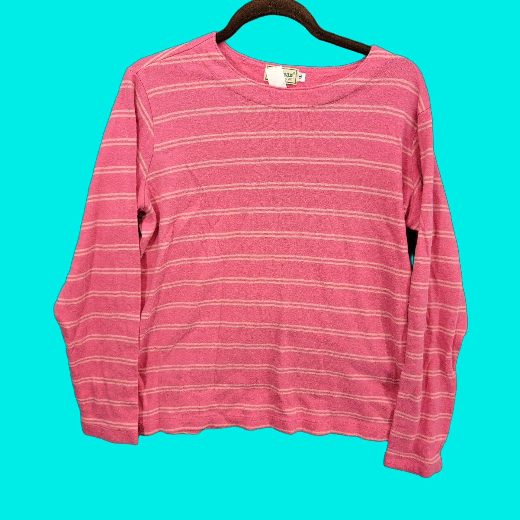 Vintage VINTAGE LL Bean shirt Womens XL Pink Striped Long Sleeve Crew Neck Size XL / US 12-14 / IT 48-50 - 1 Thumbnail