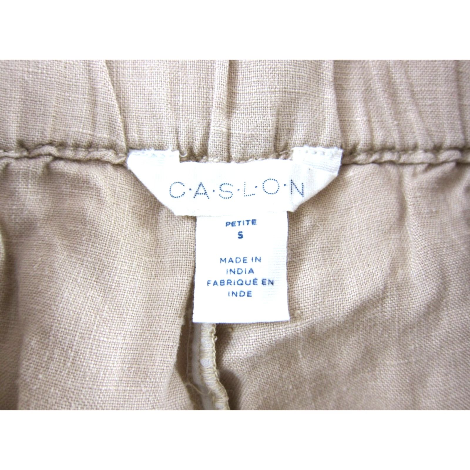 Vintage Caslon 100% Linen Beige Pocket Elastic Waist Capri Cropped Pant Woman Small P Size 28" / US 6 / IT 42 - 4 Thumbnail