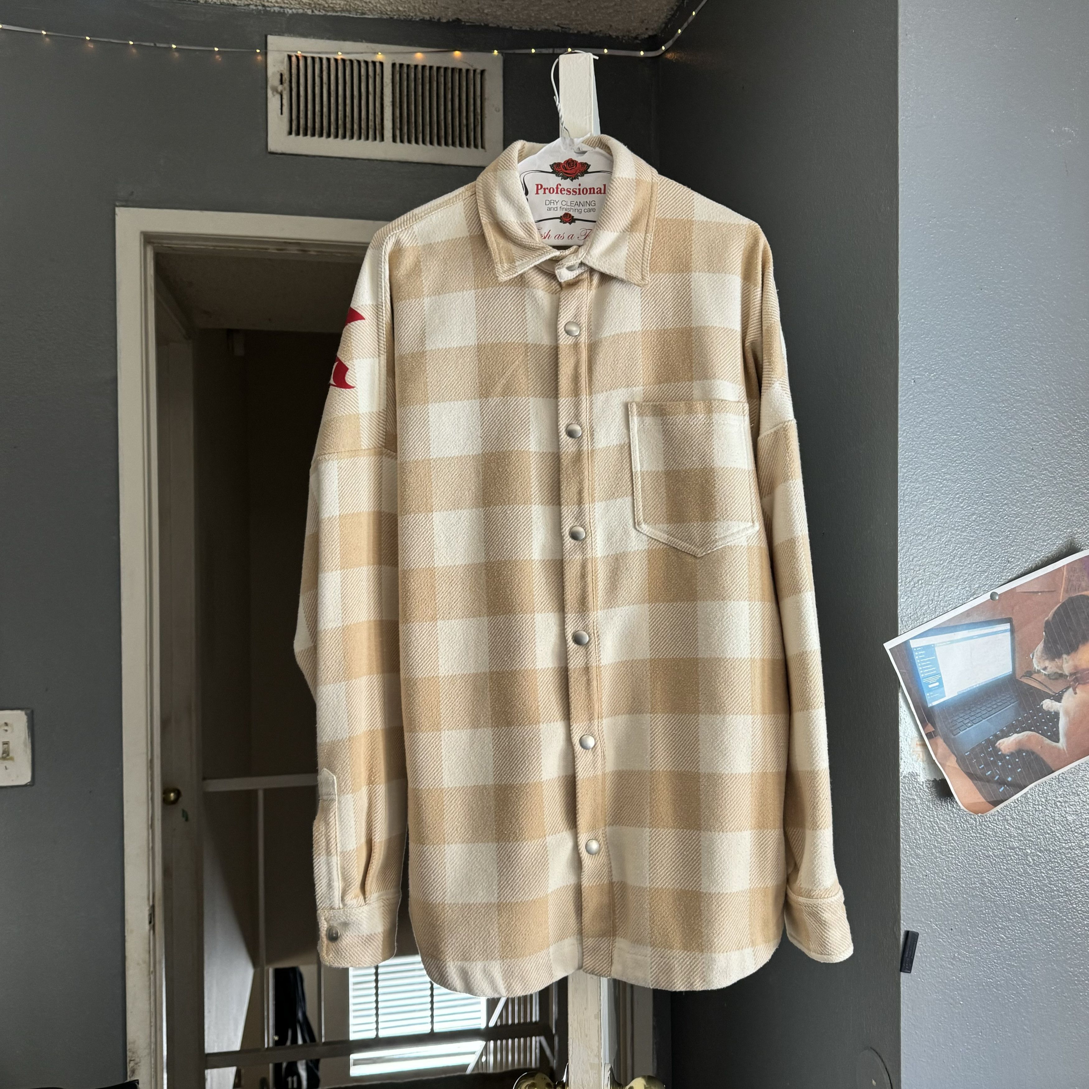 Palm Angels Palm Angels Checked Logo All Over Shirt Jacket Size US M / EU 48-50 / 2 - 3 Thumbnail