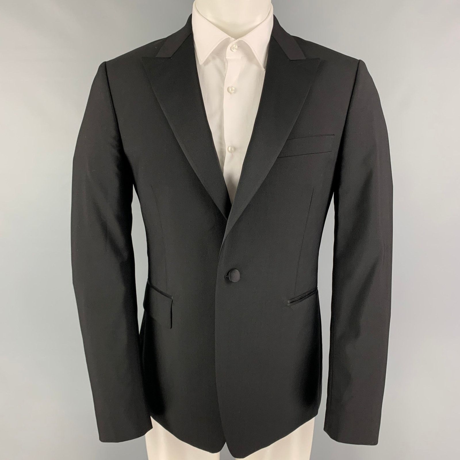 PAUL SMITH Size 40 Black Wool Mohair Tuxedo Sport Coat