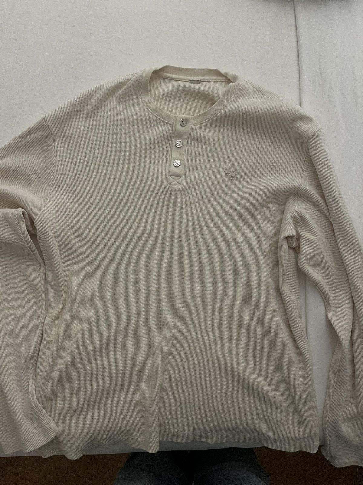 Chrome Hearts 🚨🚨SOLD🚨🚨— Chrome Hearts Waffle Henley Longsleeve Size US XXL / EU 58 / 5 - 1 Thumbnail