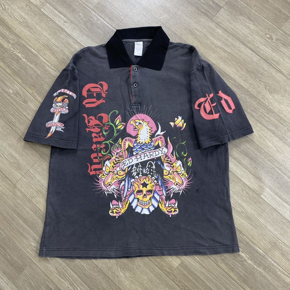 Ed Hardy Vintage Ed Hardy Christian Audigier Eagle & Tiger Polo Shirt Size US M / EU 48-50 / 2 - 1 Thumbnail