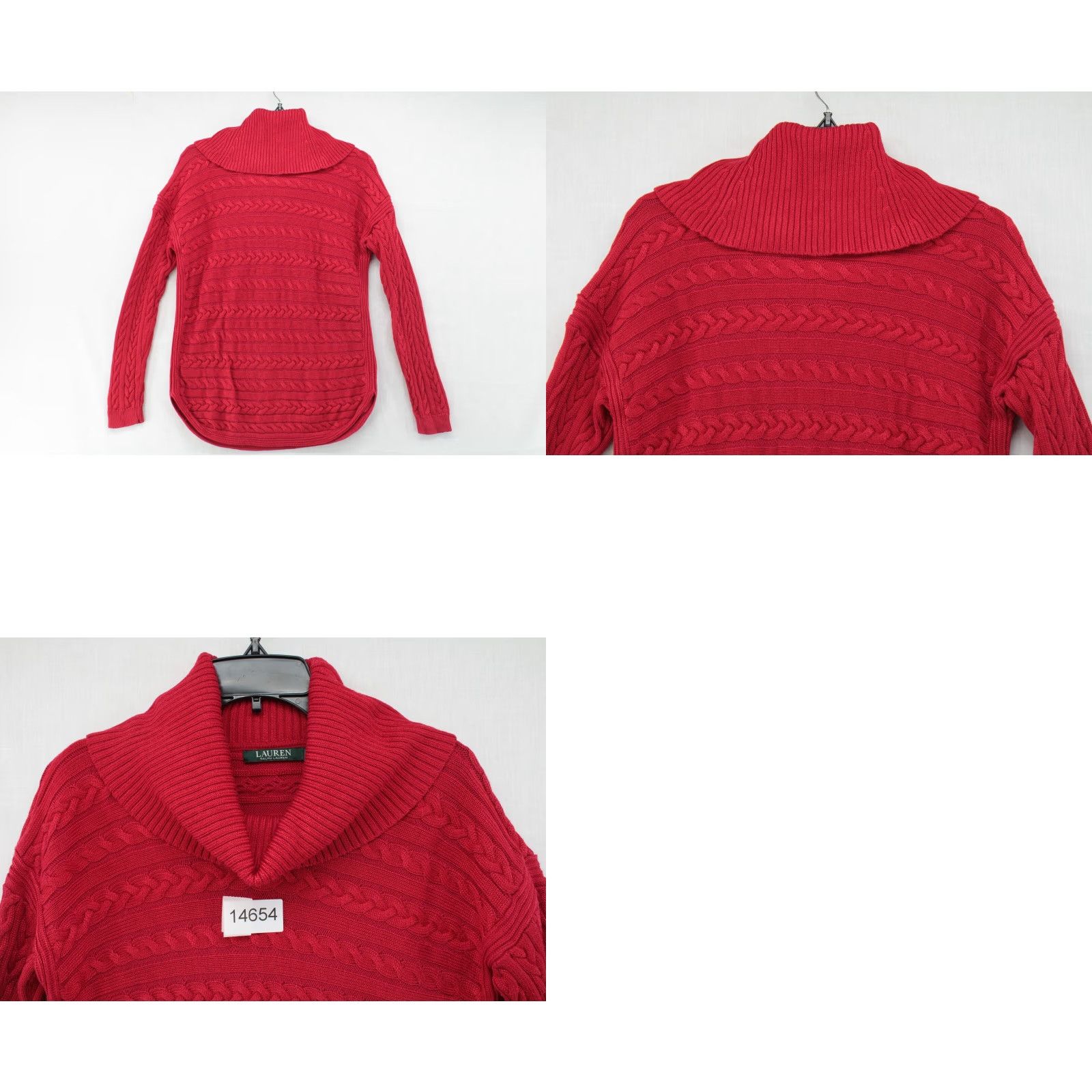 Ralph Lauren Lauren Ralph Lauren Sweater Women's Medium Red Cable Knit Cowl Neck Ribbed Cozy Size M / US 6-8 / IT 42-44 - 8 Thumbnail