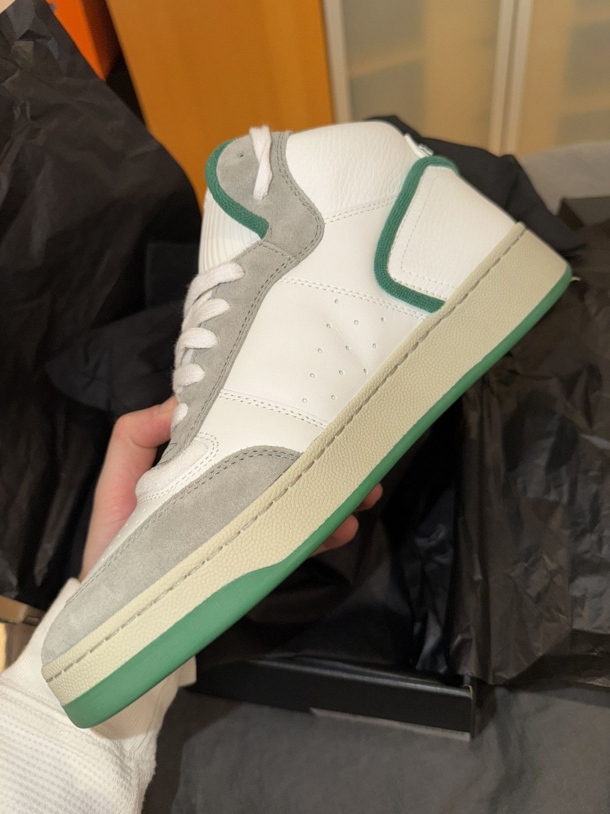 Saint Laurent Paris 🔥 Saint Laurent SL/80 Mid SneakerOff White Green Sz 42 🔥 Size US 9 / EU 42 - 3 Thumbnail