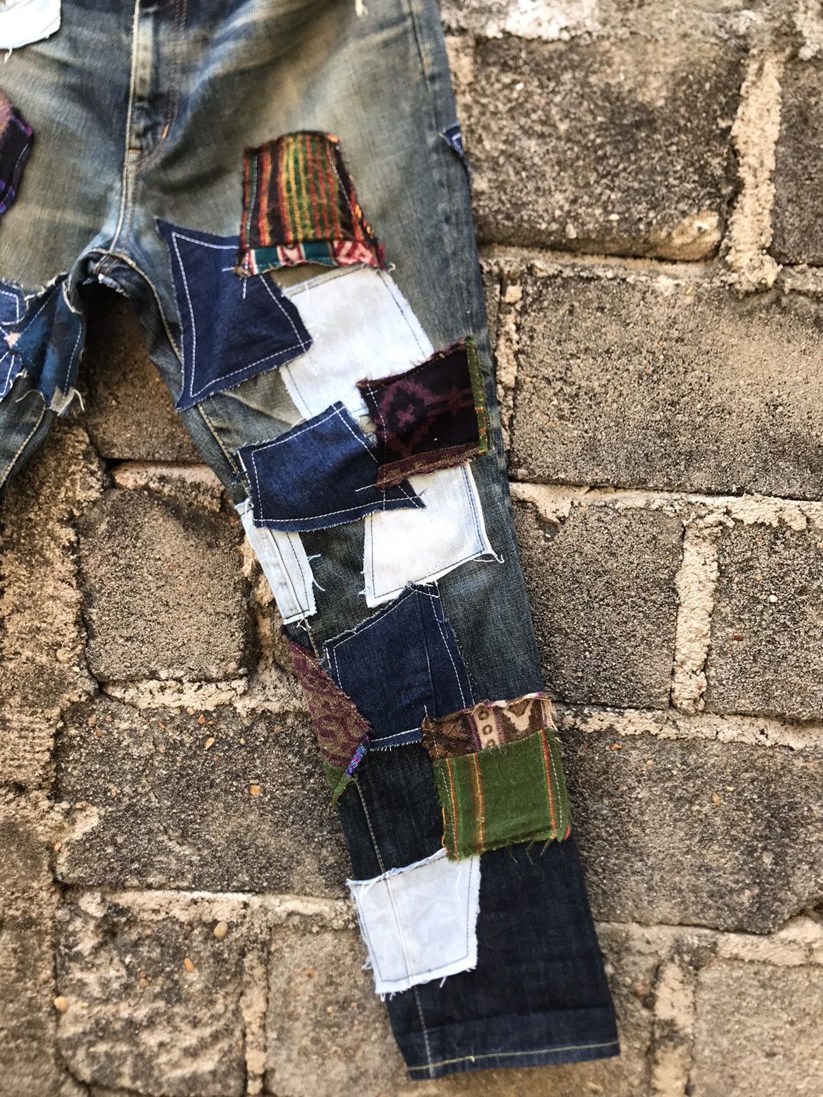 FDMTL ⚡️Japanese Brand Scanner Fundamental Crazy Patchwork Denim Size US 35 - 6 Thumbnail