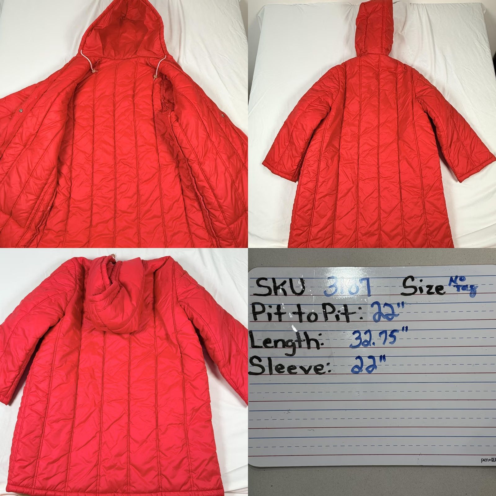 Vintage VINTAGE 80s Retro Hooded Quilted Puffer Coat Large Winter Jacket Made in USA Women's Out N About Red Size L / US 10 / IT 46 - 8 Thumbnail