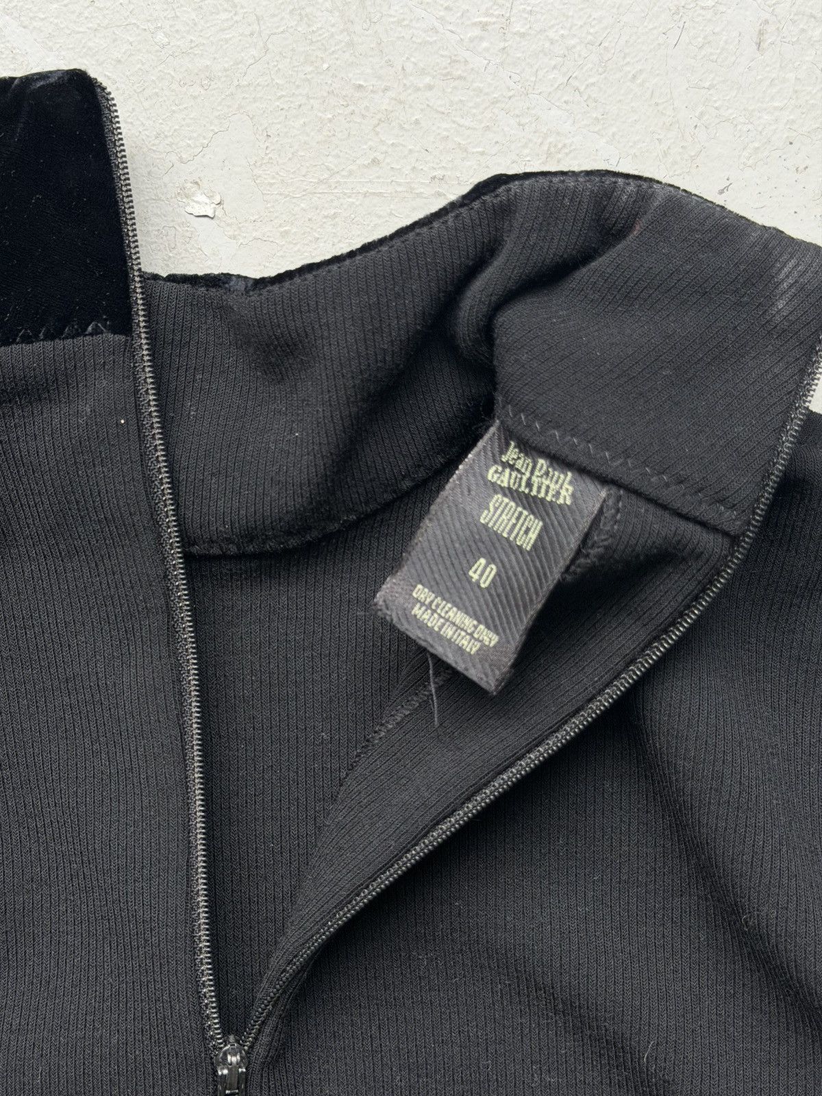 Jean Paul Gaultier Jean Paul Gaultier Stretch Black Velour Quarter Zip Size S / US 4 / IT 40 - 5 Thumbnail