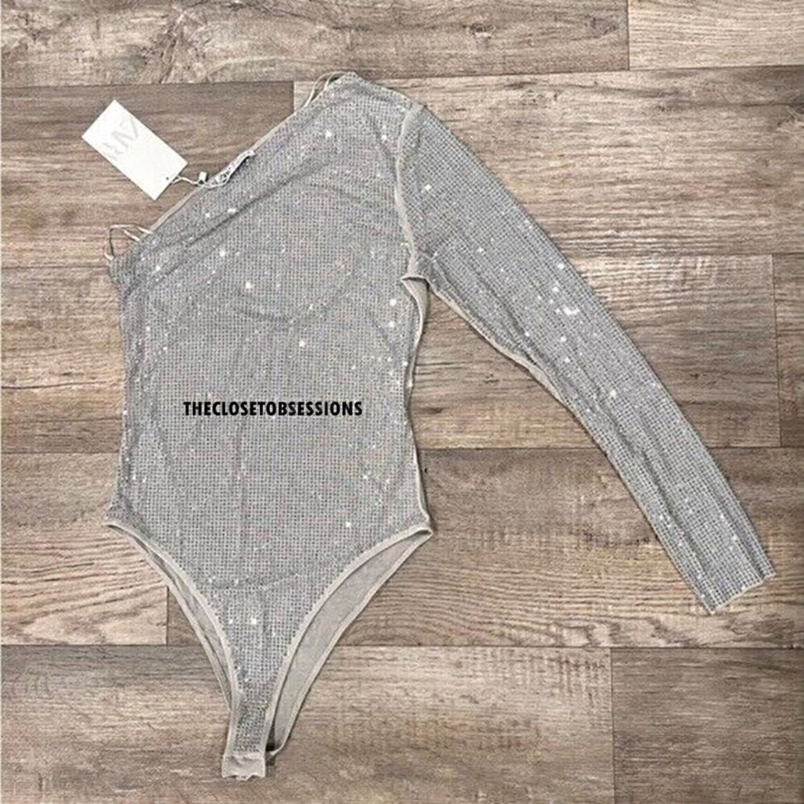 Zara ZARA Blogger Fave One Shoulder Embellished Bodysuit NWT Size M / US 6-8 / IT 42-44 - 21 Thumbnail