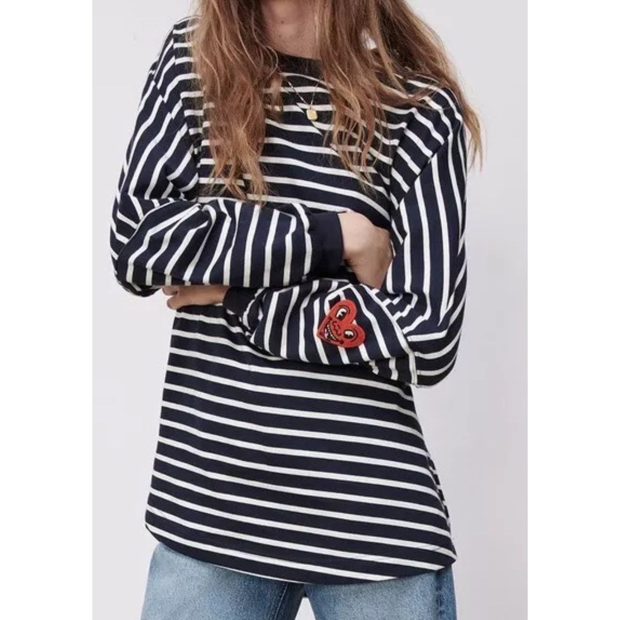 ZARA x KEITH HARING STRIPE HEART PATCH good SWEATSHIRT