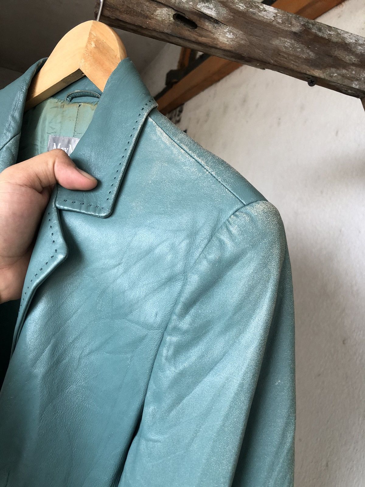 Vintage Vintage Max Mara Distressed Leather Blazer Jacket Size M / US 6-8 / IT 42-44 - 10 Thumbnail