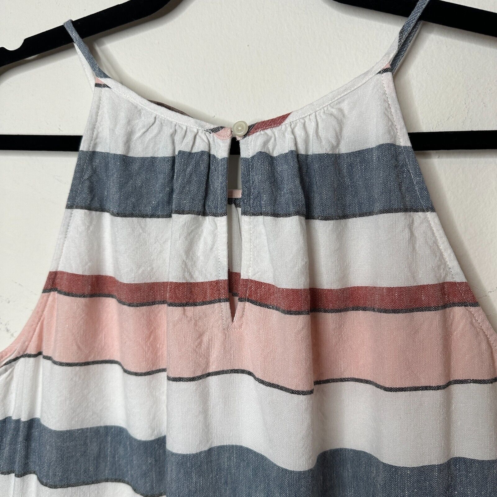 Loft Loft Gray White Pink Stripe Linen Halter Neck Blouse Keyhole Size S / US 4 / IT 40 - 4 Thumbnail