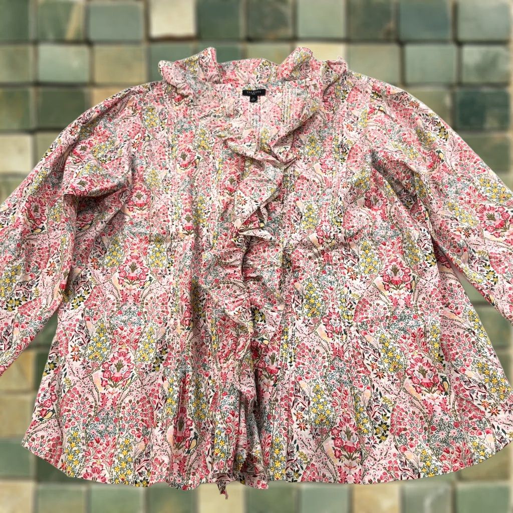 Talbots Talbots Plus 1X Button Long Sleeve Shirt Floral White Size XL / US 12-14 / IT 48-50 - 1 Thumbnail