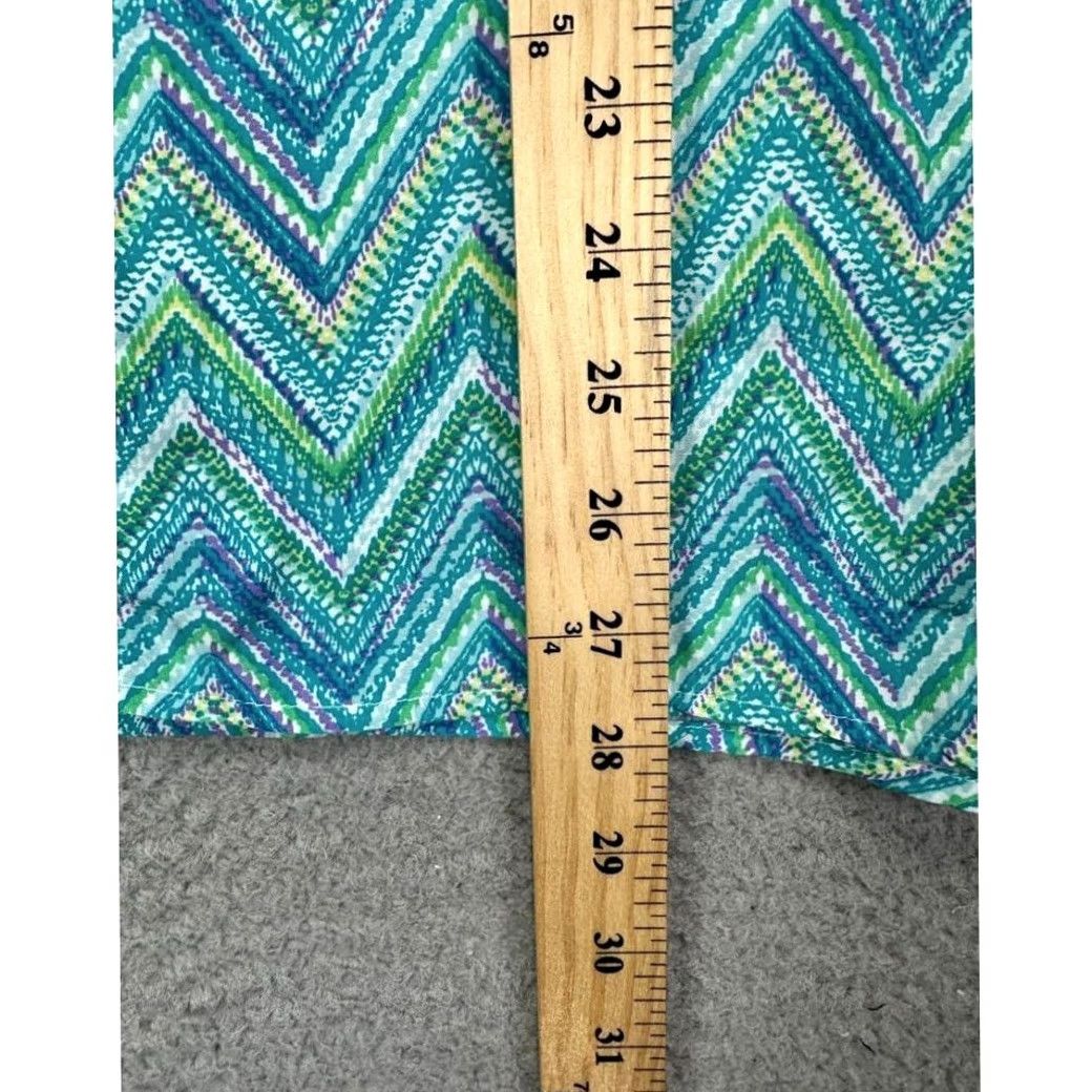 J. Jill J. Jill Button Up Sleeveless Shirt Womens Large Blue Green Geometric Top Ladies Size L / US 10 / IT 46 - 7 Thumbnail