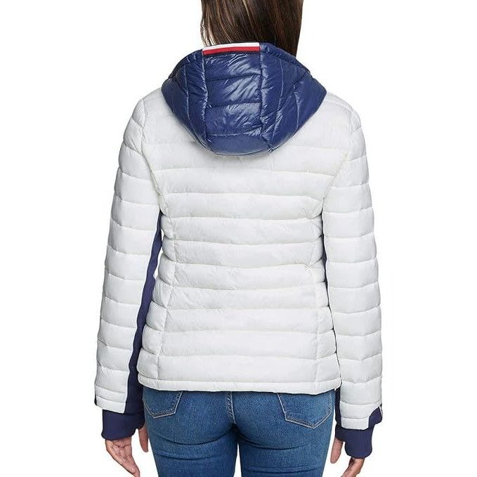 Tommy Hilfiger Tommy Hilfiger Womens White Navy Blue Puffer Zip Up Jacket Size XS / US 0-2 / IT 36-38 - 2 Thumbnail