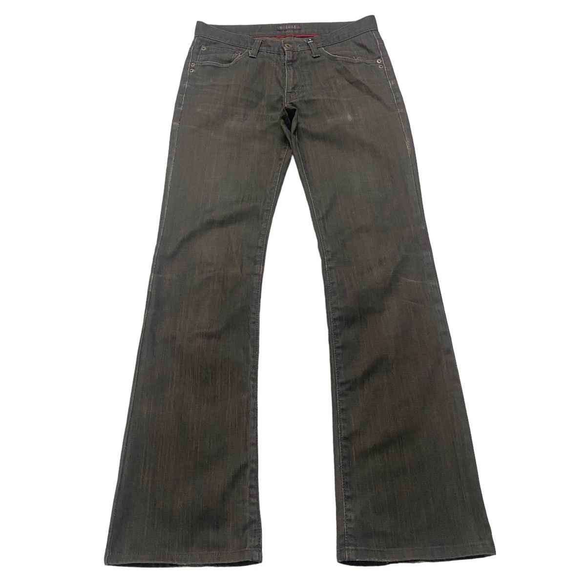 image of Morgan Homme Striped Denim Flare Jeans in Brown, Men's (Size 29)