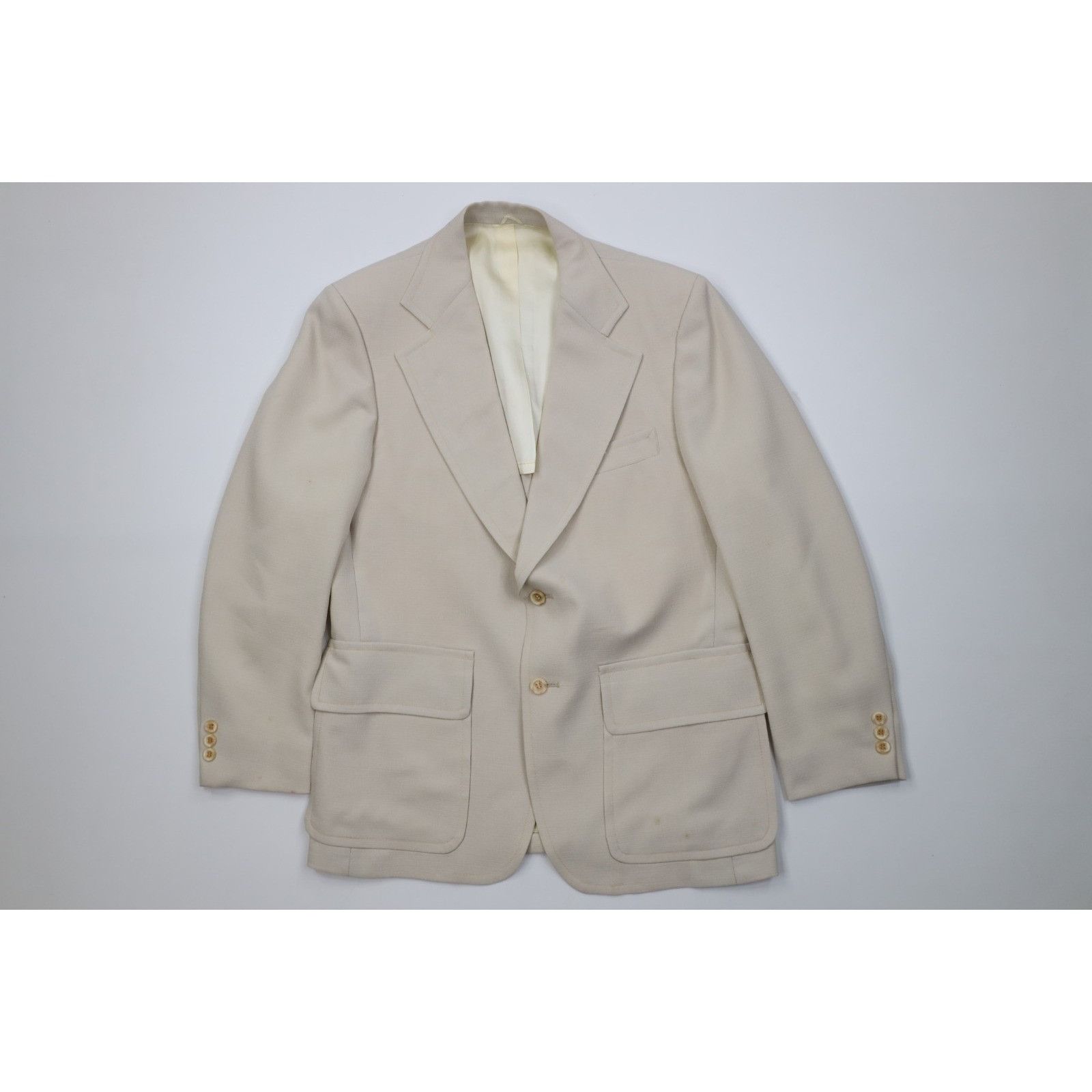 Vintage Vintage 60s 70s Streetwear 2 Piece Suit Wedding Knit Size 40R - 2 Thumbnail