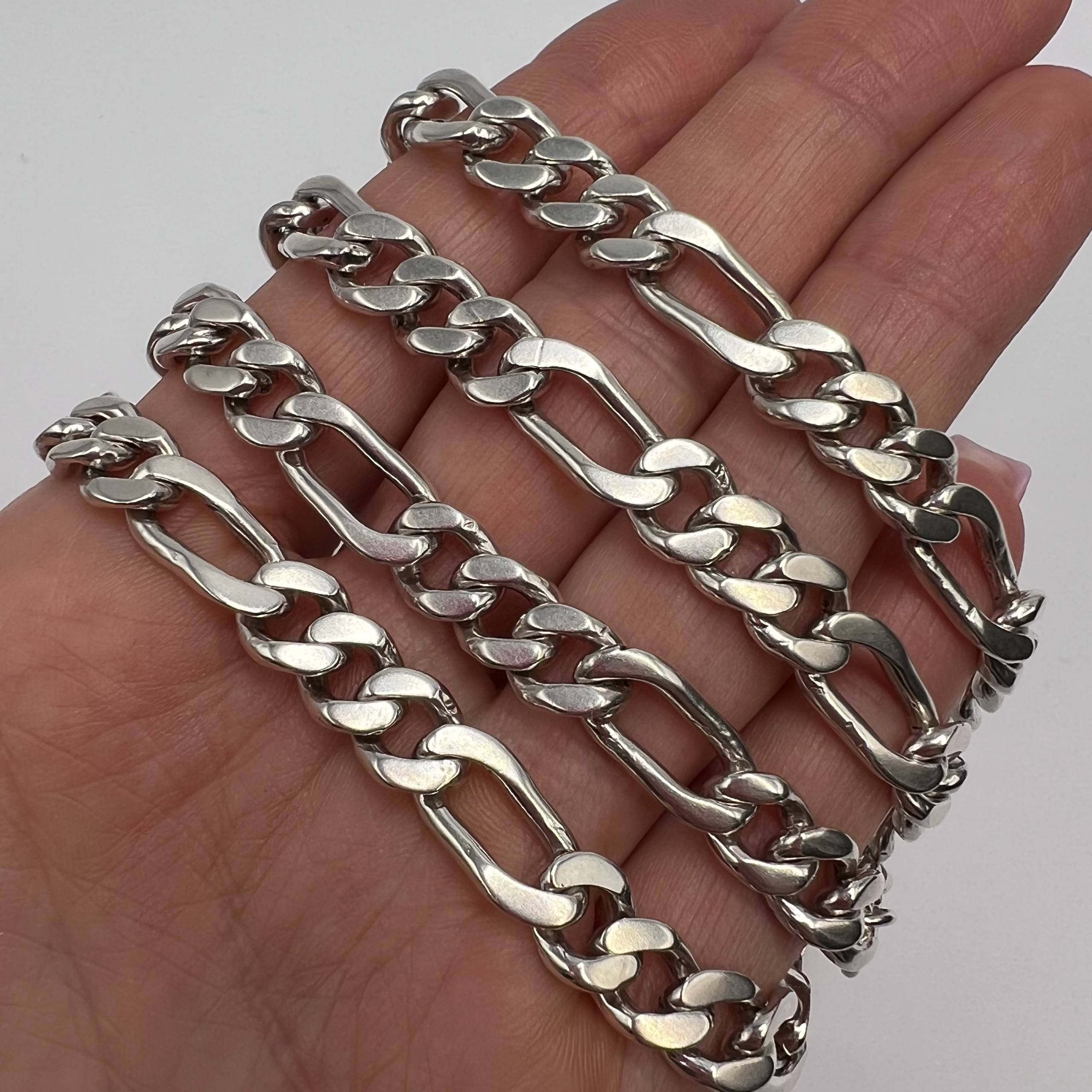 Vintage Massive Vintage Sterling Silver 925 Figaro Chain 59.5g Size ONE SIZE - 9 Thumbnail