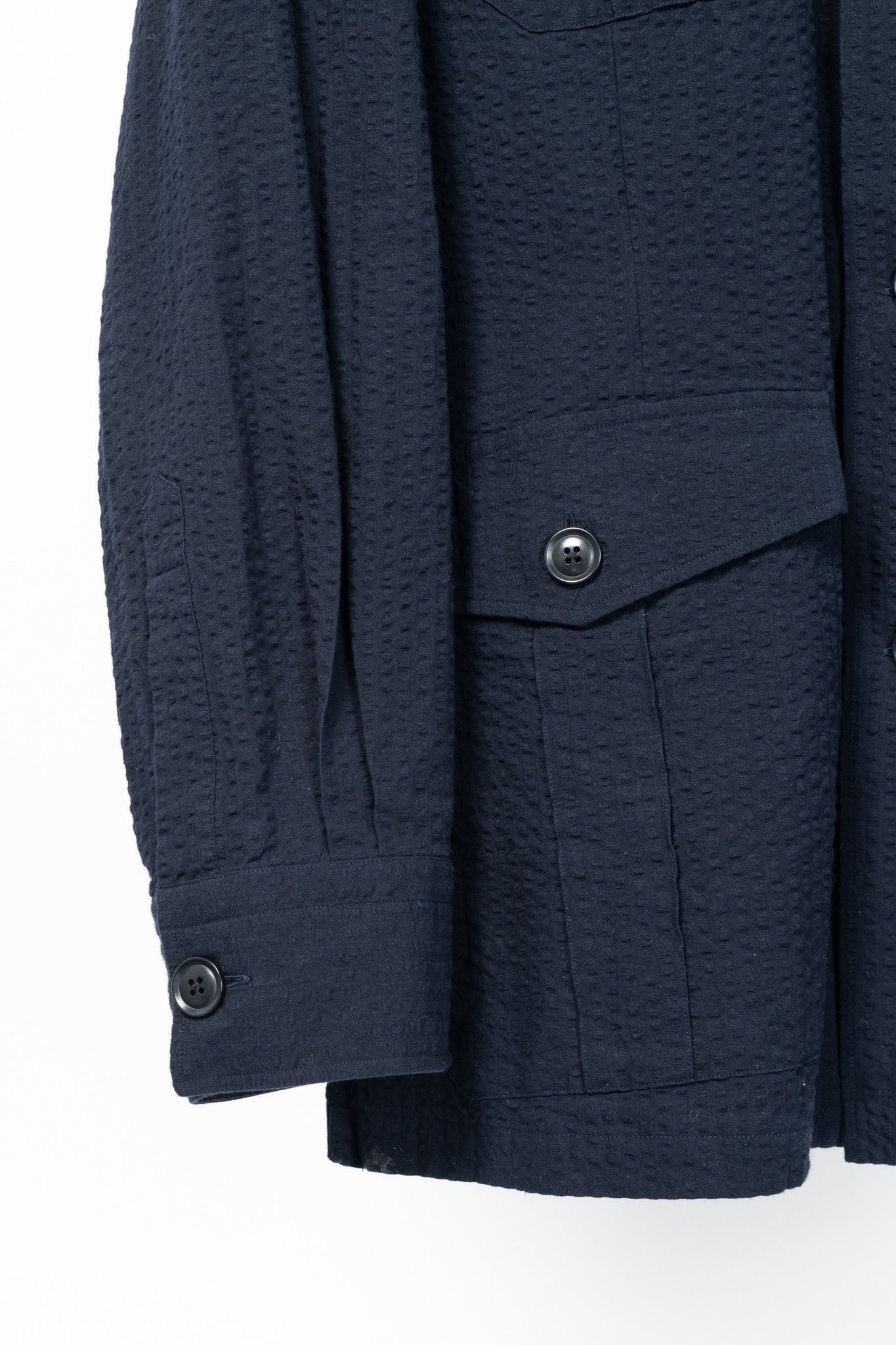 Ring Jacket RJ By Ring Jacket Navy Cotton Seersucker Utility Jacket Size US XL / EU 56 / 4 - 6 Thumbnail
